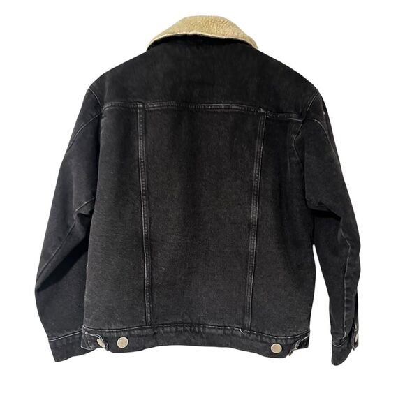Maje Black Sherpa Teddy lined Cotton Denim‎ jacket size 38 Medium - Picture 4 of 12